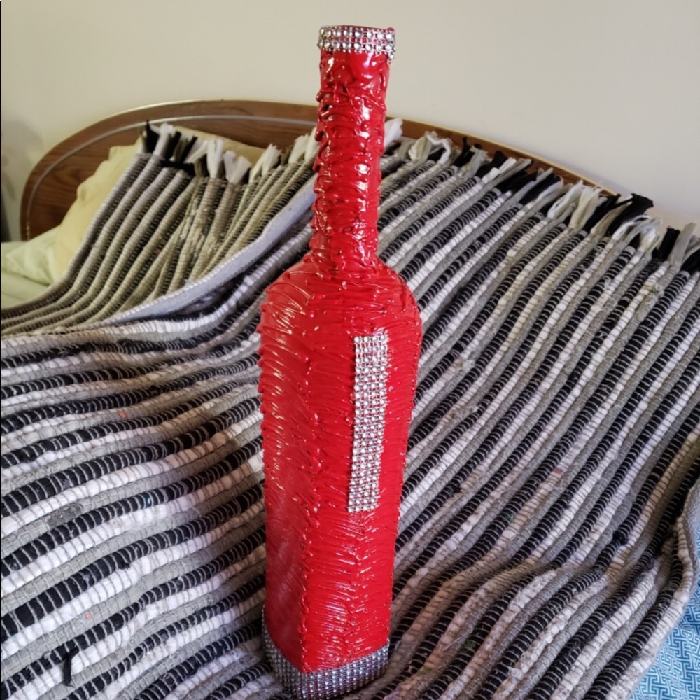 Rhinestone Bohemian Decorative Hand Design Exclusive One of Kind Vase/Bottle